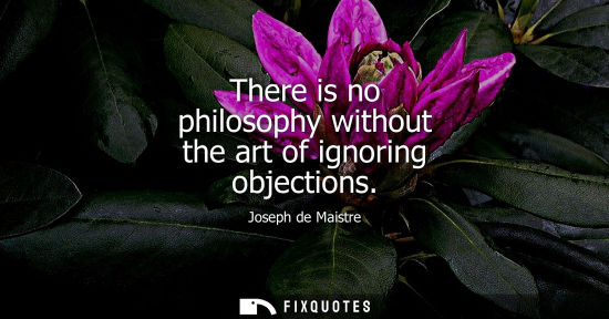 Small: There is no philosophy without the art of ignoring objections