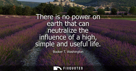 Small: There is no power on earth that can neutralize the influence of a high, simple and useful life