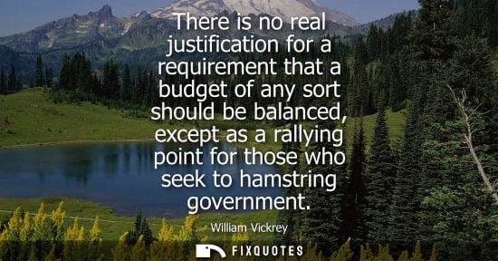 Small: There is no real justification for a requirement that a budget of any sort should be balanced, except a