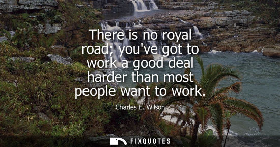 Small: There is no royal road youve got to work a good deal harder than most people want to work