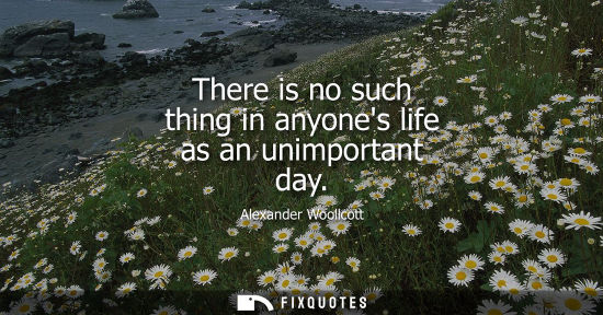 Small: There is no such thing in anyones life as an unimportant day