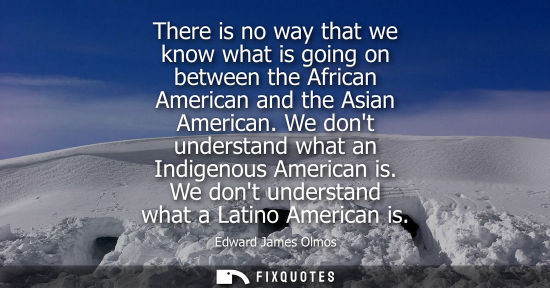 Small: There is no way that we know what is going on between the African American and the Asian American. We d