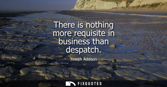 Small: There is nothing more requisite in business than despatch