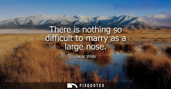 Small: There is nothing so difficult to marry as a large nose