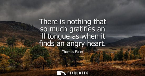 Small: There is nothing that so much gratifies an ill tongue as when it finds an angry heart
