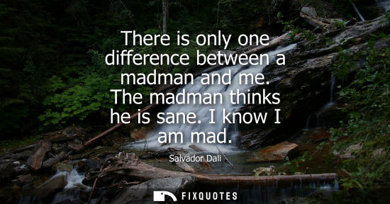 Small: There is only one difference between a madman and me. The madman thinks he is sane. I know I am mad