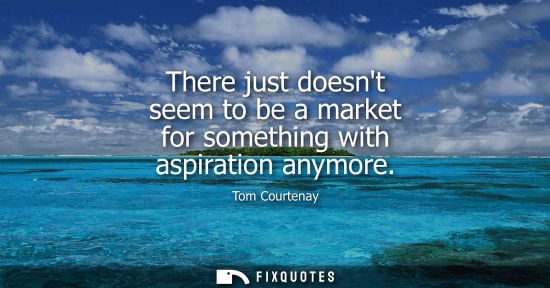 Small: There just doesnt seem to be a market for something with aspiration anymore