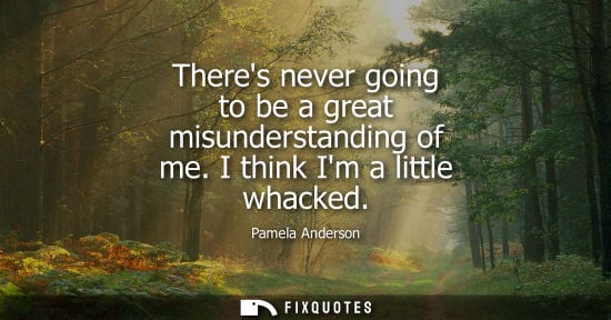 Small: Theres never going to be a great misunderstanding of me. I think Im a little whacked