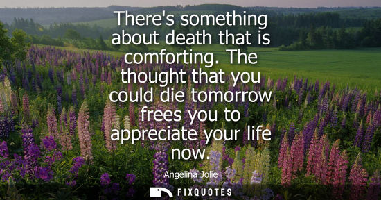 Small: Theres something about death that is comforting. The thought that you could die tomorrow frees you to apprecia