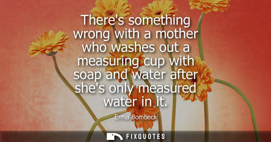 Small: Theres something wrong with a mother who washes out a measuring cup with soap and water after shes only measur