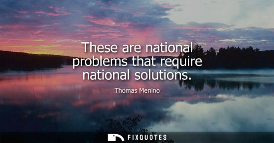 Small: These are national problems that require national solutions