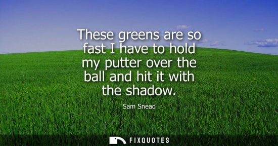 Small: These greens are so fast I have to hold my putter over the ball and hit it with the shadow