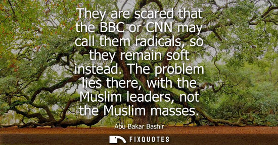 Small: They are scared that the BBC or CNN may call them radicals, so they remain soft instead. The problem li