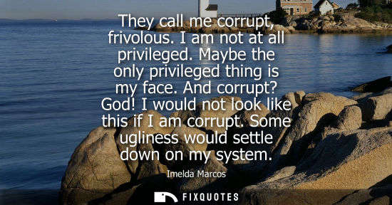 Small: They call me corrupt, frivolous. I am not at all privileged. Maybe the only privileged thing is my face