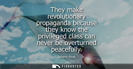Small: They make revolutionary propaganda because they know the privileged class can never be overturned peacefully