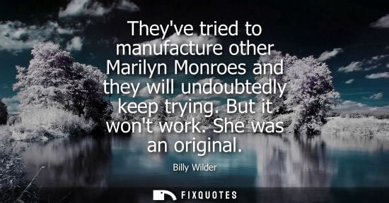 Small: Theyve tried to manufacture other Marilyn Monroes and they will undoubtedly keep trying. But it wont wo