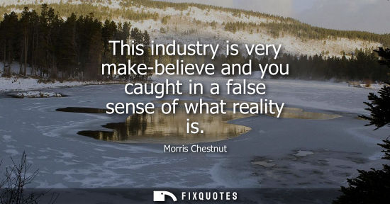 Small: This industry is very make-believe and you caught in a false sense of what reality is