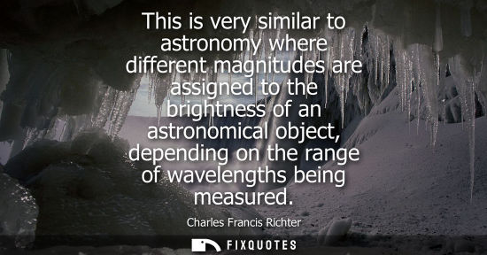 Small: This is very similar to astronomy where different magnitudes are assigned to the brightness of an astro