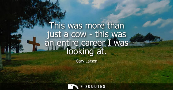 Small: This was more than just a cow - this was an entire career I was looking at