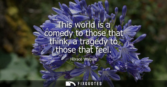 Small: This world is a comedy to those that think, a tragedy to those that feel