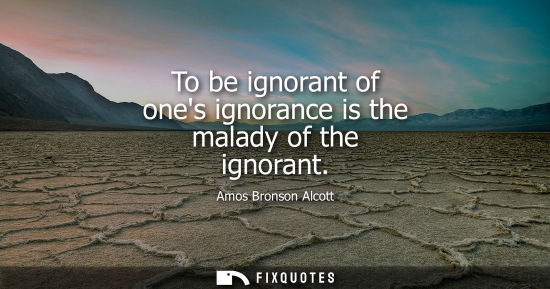 Small: To be ignorant of ones ignorance is the malady of the ignorant