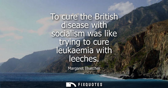 Small: To cure the British disease with socialism was like trying to cure leukaemia with leeches