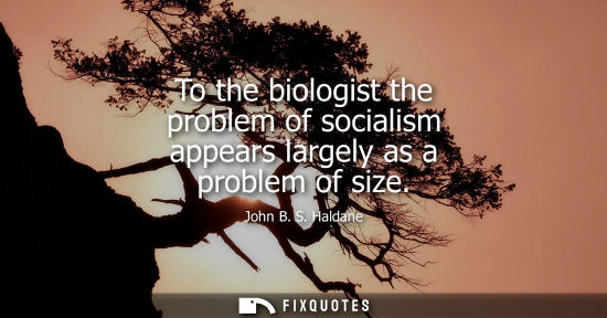 Small: To the biologist the problem of socialism appears largely as a problem of size