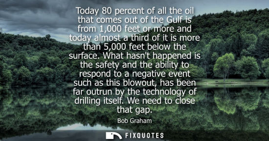 Small: Today 80 percent of all the oil that comes out of the Gulf is from 1,000 feet or more and today almost 