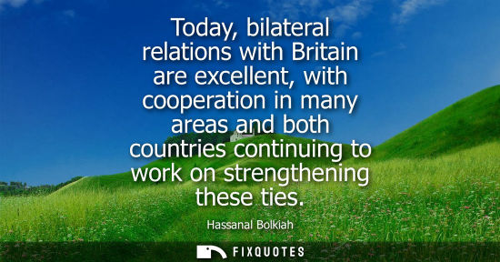 Small: Today, bilateral relations with Britain are excellent, with cooperation in many areas and both countrie