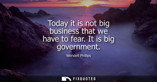 Small: Today it is not big business that we have to fear. It is big government