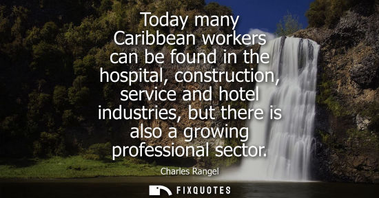 Small: Today many Caribbean workers can be found in the hospital, construction, service and hotel industries, 