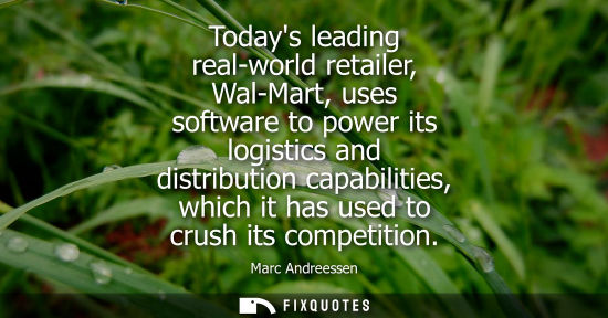 Small: Todays leading real-world retailer, Wal-Mart, uses software to power its logistics and distribution cap