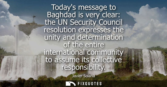 Small: Todays message to Baghdad is very clear: the UN Security Council resolution expresses the unity and det