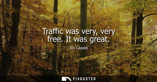 Small: Traffic was very, very free. It was great