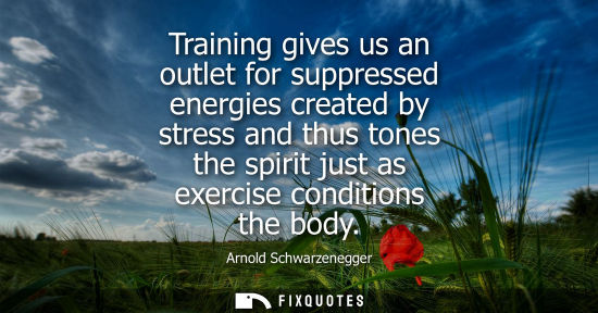 Small: Training gives us an outlet for suppressed energies created by stress and thus tones the spirit just as exerci