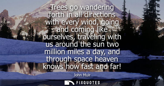 Small: Trees go wandering forth in all directions with every wind, going and coming like ourselves, traveling 