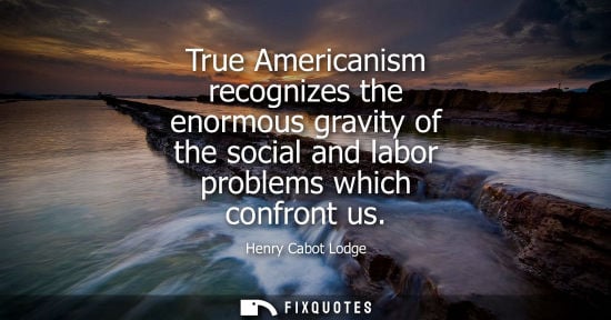 Small: True Americanism recognizes the enormous gravity of the social and labor problems which confront us