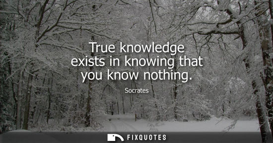 Small: True knowledge exists in knowing that you know nothing