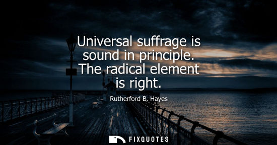 Small: Universal suffrage is sound in principle. The radical element is right