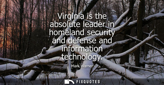 Small: Virginia is the absolute leader in homeland security and defense and information technology