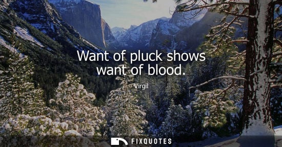 Small: Want of pluck shows want of blood