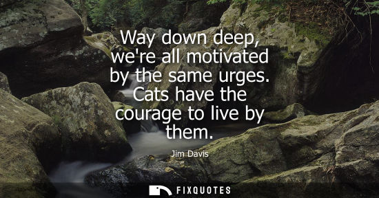 Small: Way down deep, were all motivated by the same urges. Cats have the courage to live by them