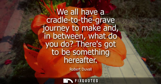 Small: We all have a cradle-to-the-grave journey to make and, in between, what do you do? Theres got to be som