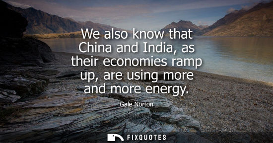 Small: We also know that China and India, as their economies ramp up, are using more and more energy