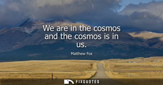 Small: We are in the cosmos and the cosmos is in us