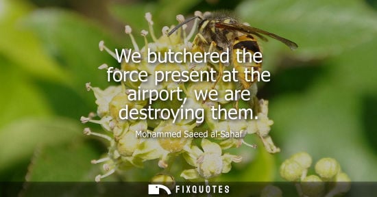 Small: We butchered the force present at the airport, we are destroying them