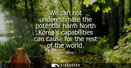 Small: We can not underestimate the potential harm North Koreas capabilities can cause for the rest of the wor