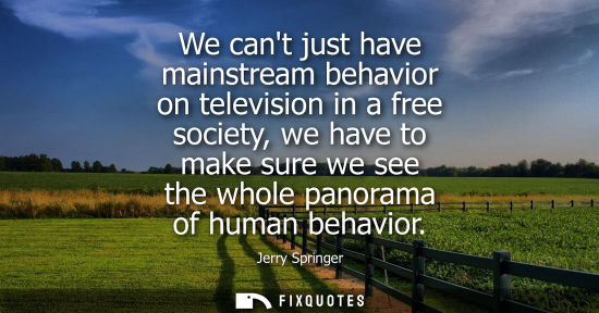 Small: We cant just have mainstream behavior on television in a free society, we have to make sure we see the 