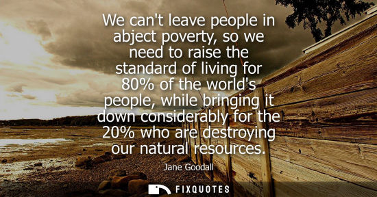 Small: We cant leave people in abject poverty, so we need to raise the standard of living for 80% of the world