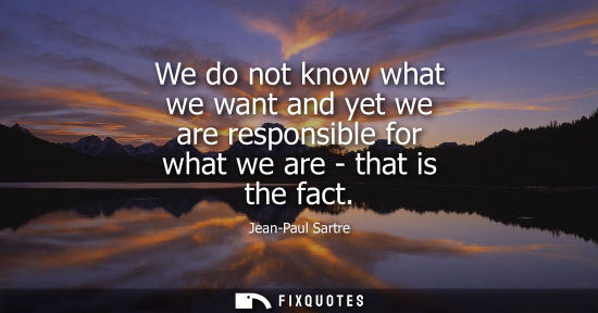 Small: We do not know what we want and yet we are responsible for what we are - that is the fact